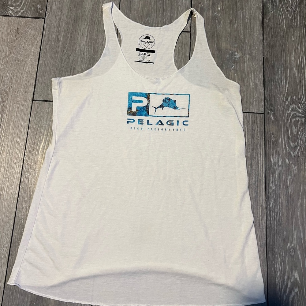 Pelagic White Racerback Tank Large